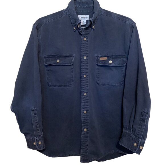 Carhartt Mens Lot of 2 Shirts Original Fit Button-Up Long Sleeve Size M Navy Red - Picture 7 of 16